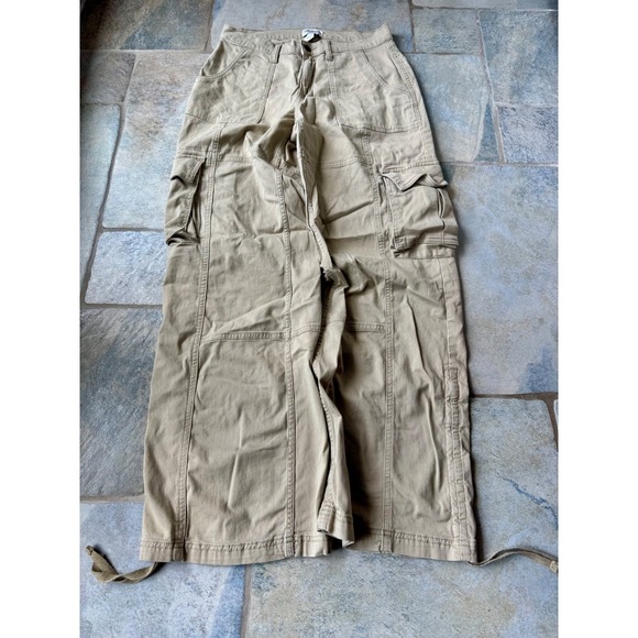 Y2K Arizona Khaki Cargo Pants Size 7 – Low Rise Adjustable Utility Streetwear - Picture 1 of 4